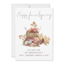 Niedliche Mouse Äpfel Foliage Happy Friendsgiving