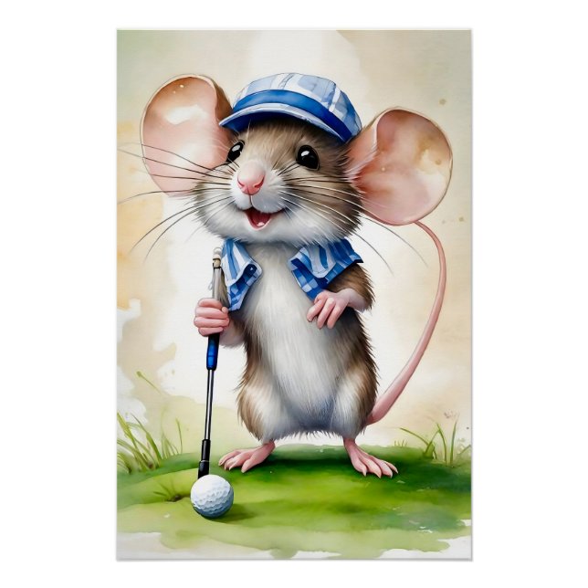 Niedliche Mouse Golf Poster (Vorderseite)