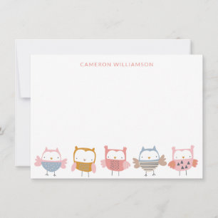 Niedliche Möwen in rosa, Personalisierte Geschirr Dankeskarte