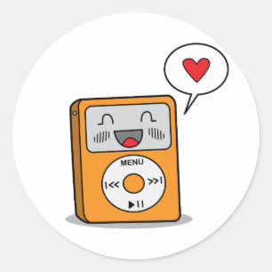 Niedliche MP3-Player-Sticker Runder Aufkleber