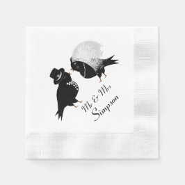 Niedliche Mr. and Mr. Love Birds Bride and Groom Serviette
