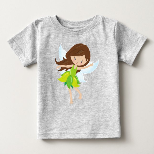 Niedliche Mühle, braune Haare, magische Fairy, Wal Baby T-shirt (Vorderseite)