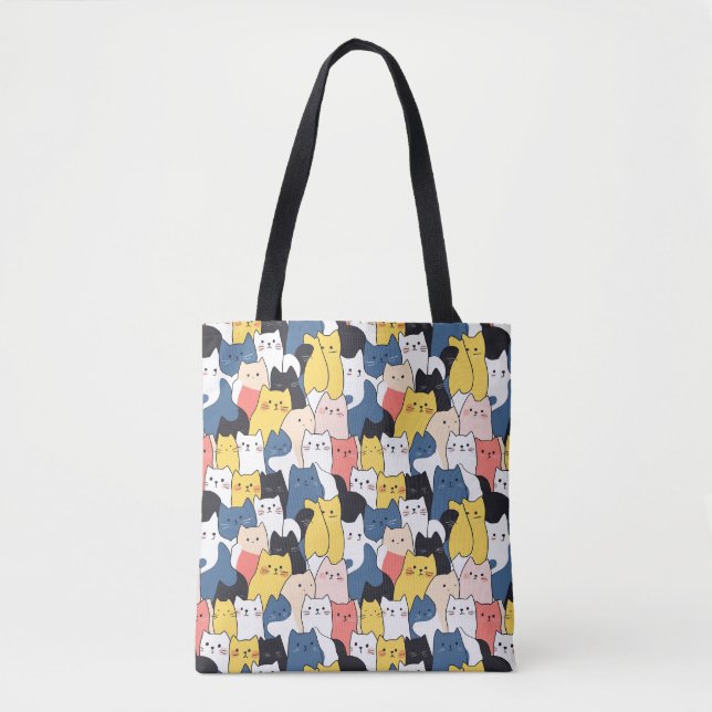 Niedliche Multicolor Cat Pattern Tote Bag - Ästhet (Vorderseite)