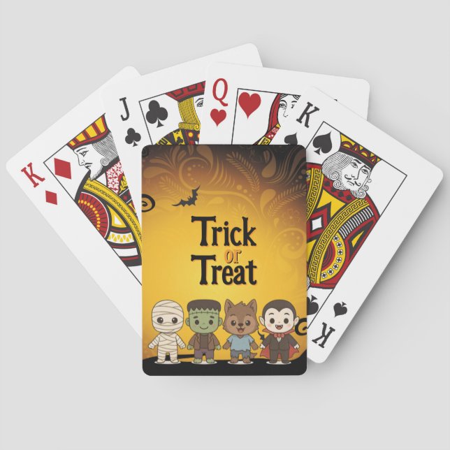 Niedliche Mumie, Frankenstein, Dracula, Werwolf Spielkarten (Rückseite)