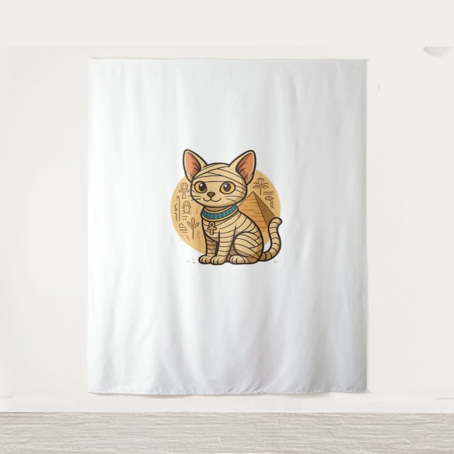 Niedliche Mummy Cat - Altes Ägypten Kunst überdeck Wandteppich (Vorderseite)