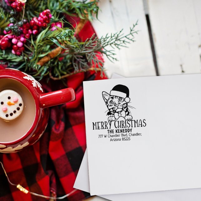 Niedliche Munchkin Cat Rücksendeadresse Weihnachte Gummistempel (Von Creator hochgeladen)