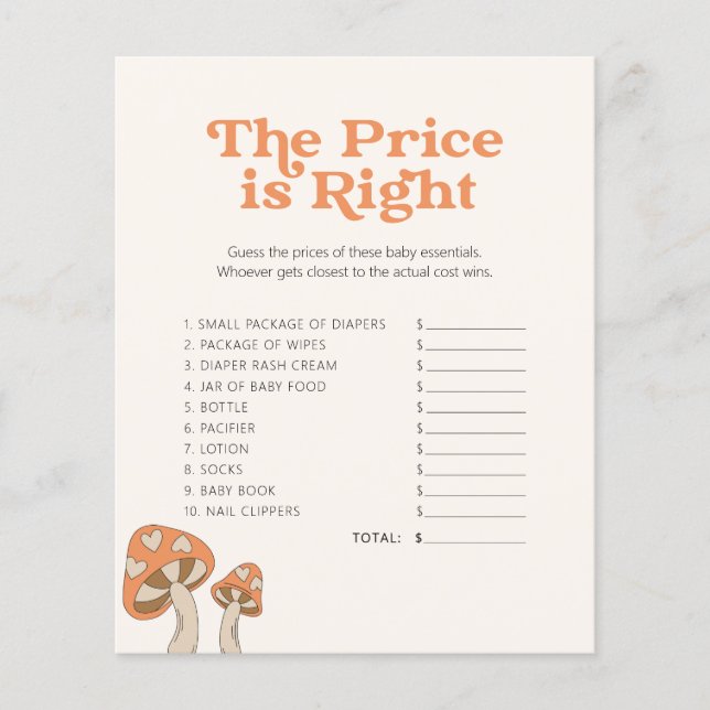 Niedliche Mushroom-Babydusche - Spiel - raten Sie  (Vorderseite)