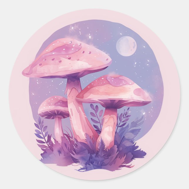 Niedliche Mushroom-Illustration Runder Aufkleber (Vorderseite)
