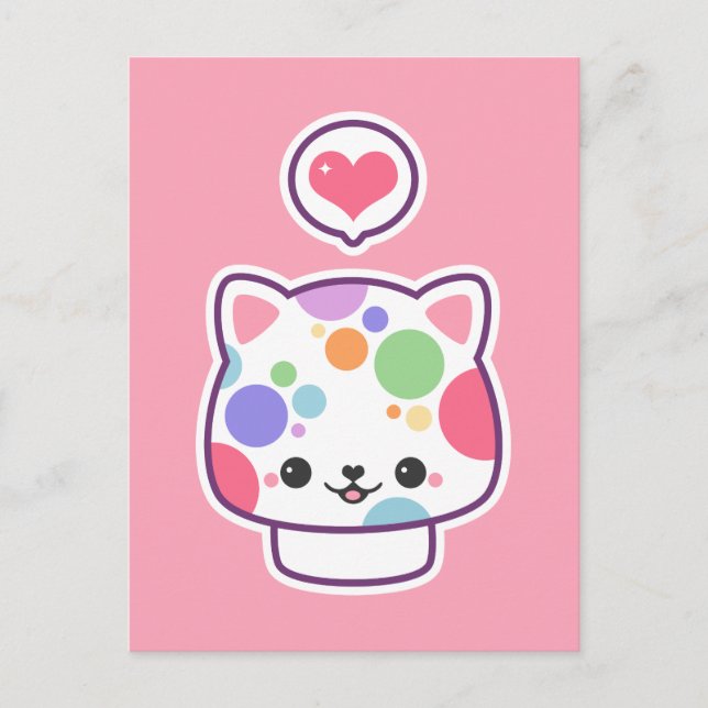 Niedliche Mushroom Kitty Postkarte (Vorderseite)