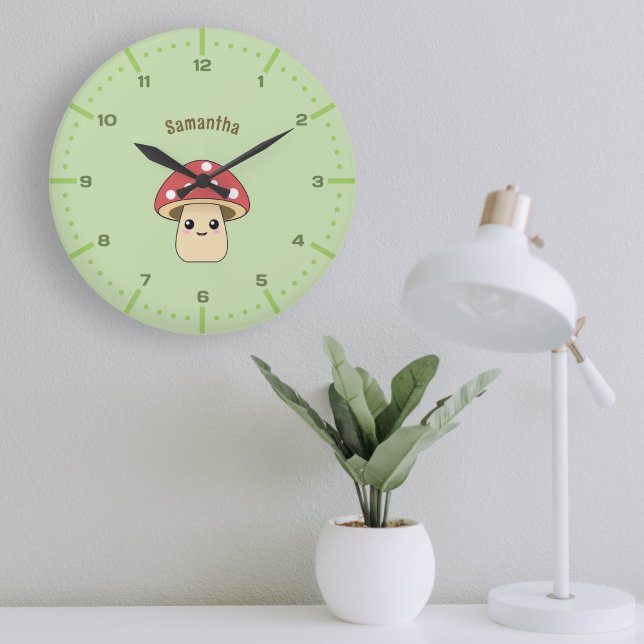 Niedliche Mushroom Wall Clock mit Zahlen Große Wanduhr (Cute Mushroom Wall Clock with Numbers)