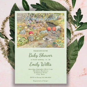 Niedliche Mushroom Woodland Babydusche Einladung