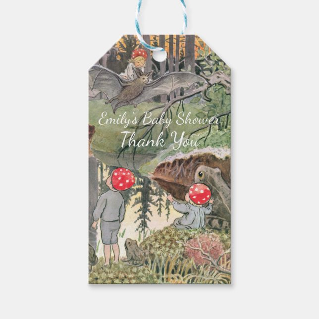 Niedliche Mushroom Woodland Frog Kinderdusche Geschenkanhänger (Vorderseite)