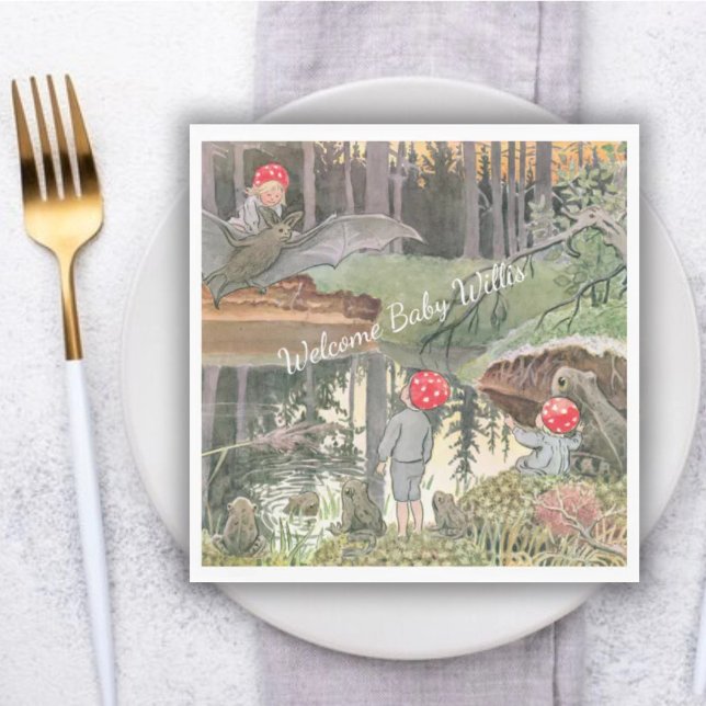 Niedliche Mushroom Woodland Frog Kinderdusche Serviette (Von Creator hochgeladen)