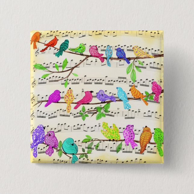 Niedliche Musical Birds Symphony - Happy Song  Button (Vorderseite)