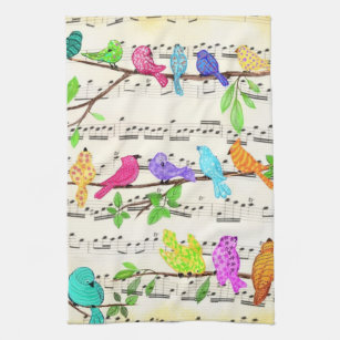Niedliche Musical Birds Symphony - Happy Song  Geschirrtuch