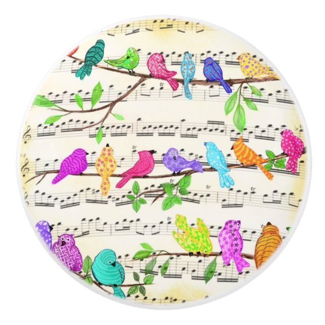 Niedliche Musical Birds Symphony - Happy Song Keramikknauf (Vorderseite)