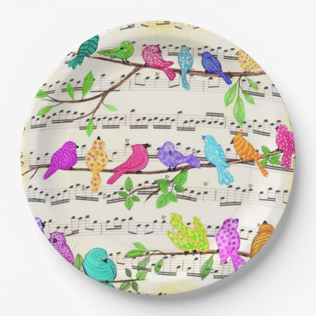Niedliche Musical Birds Symphony - Happy Song Pappteller (Vorderseite)