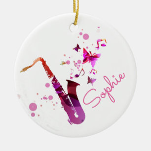 Niedliche Musik des Saxophone und Keramik Ornament