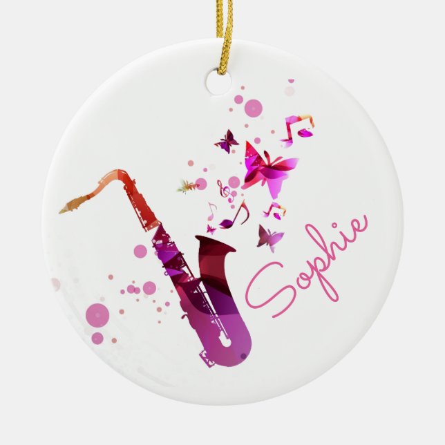 Niedliche Musik des Saxophone und Keramik Ornament (Vorne)