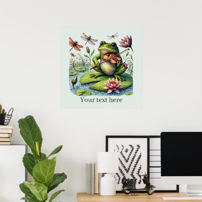 Niedliche Musik, die Frosch abspielt, anpassbar Poster (Heimbüro)