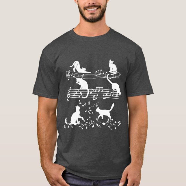 Niedliche Musik Lover Piano Katzenspiel auf Musika T-Shirt (Vorderseite)