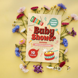 Niedliche Musik-Thema Kinderdusche Einladung