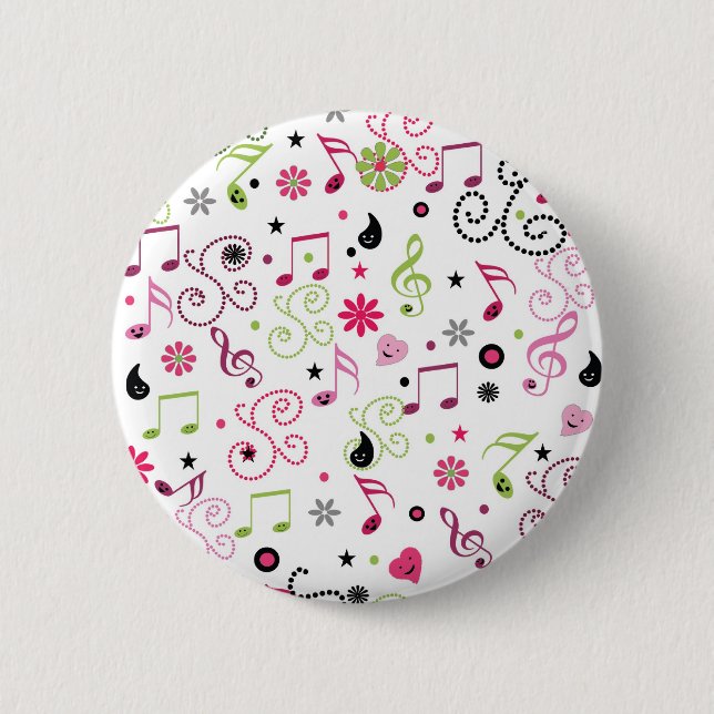 Niedliche Musiknoten Blume Button (Vorderseite)