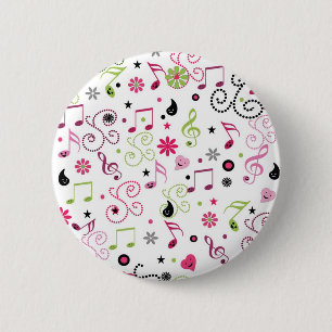 Niedliche Musiknoten Blume Button