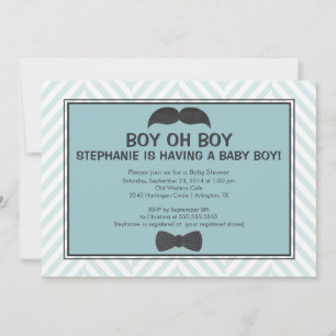 Niedliche Mustache Boys Kinderdusche Einladung