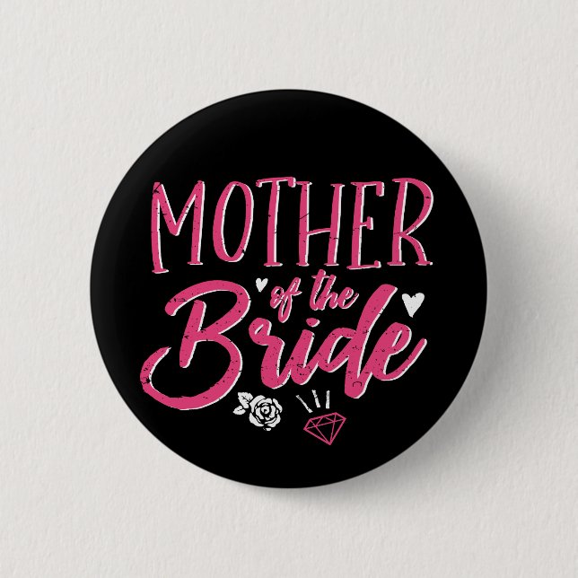 Niedliche Mutter der Bride Pink Kalligraphie-Schri Button (Vorderseite)