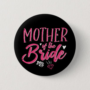 Niedliche Mutter der Bride Pink Kalligraphie-Schri Button
