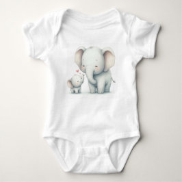 Niedliche Mutter und Baby Elephant Watercolor Baby Strampler