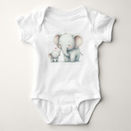 Niedliche Mutter und Baby Elephant Watercolor Strampler