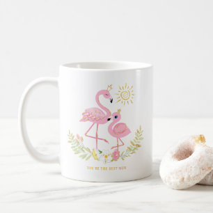 Niedliche Mutter und Tochter Flamingo Glitzer Flor Kaffeetasse