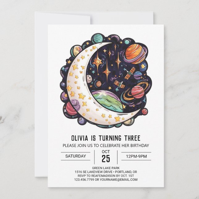 Niedliche Mystic Stars Digitaler Geburtstag Einladung (Vorderseite)