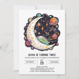 Niedliche Mystic Stars Digitaler Geburtstag Einladung