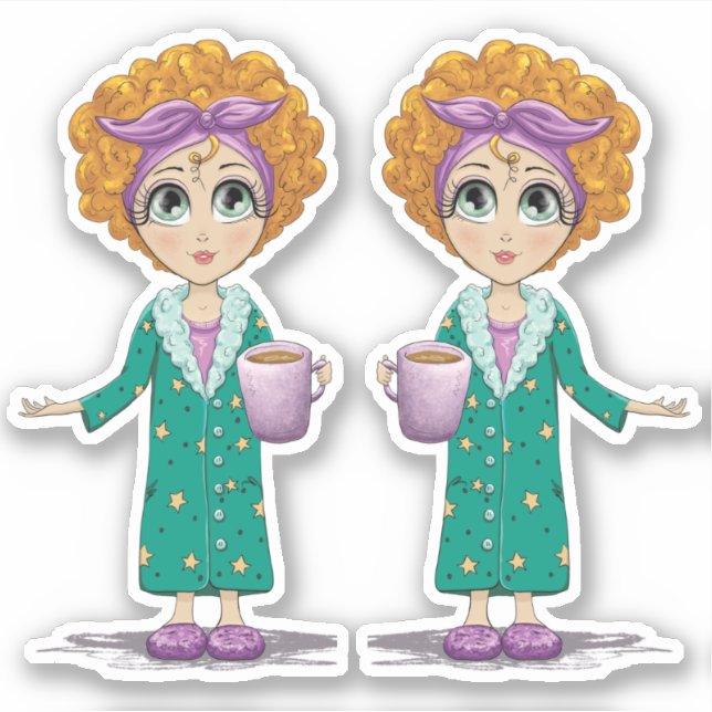 Niedliche Nachgown Clipart Aufkleber (Vorderseite)