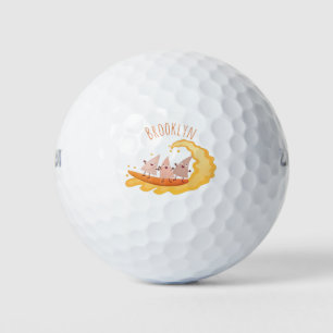 Niedliche nachos-Maischips beim Surfen Cartoon Golfball