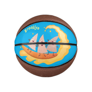 Niedliche nachos-Maischips beim Surfen Cartoon Mini Basketball