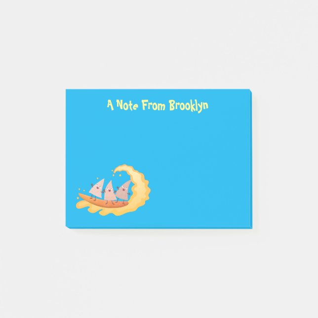 Niedliche nachos-Maischips beim Surfen Cartoon Post-it Klebezettel (Vorderseite)