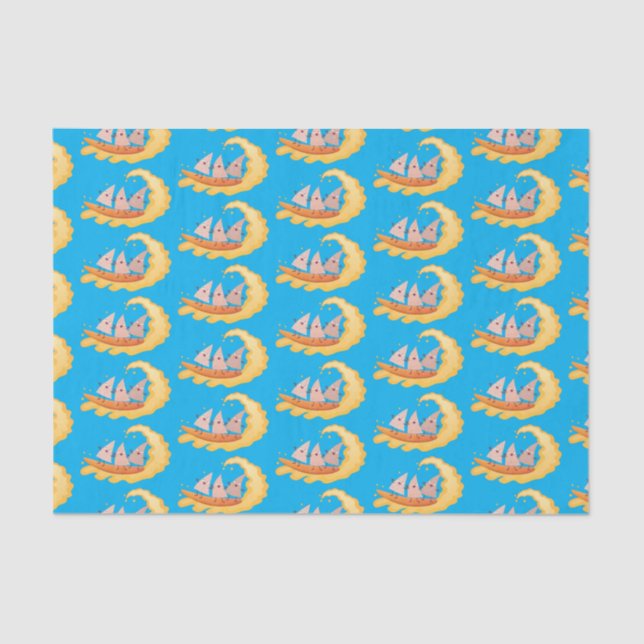 Niedliche nachos-Maischips beim Surfen Cartoon Seidenpapier (Vorderseite)