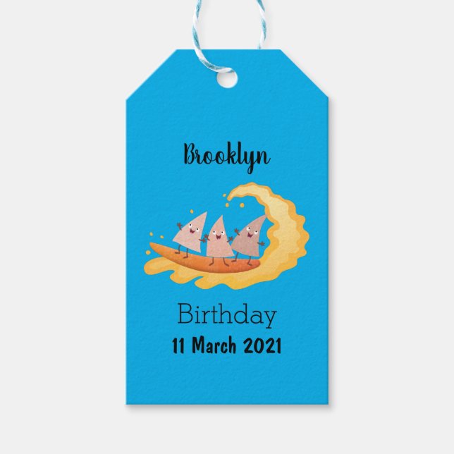 Niedliche nachos-Maischips beim Surfen Geschenkanhänger (Vorderseite)