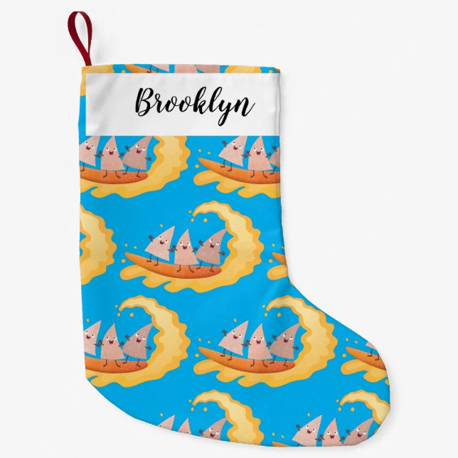 Niedliche nachos-Maischips beim Surfen Kleiner Weihnachtsstrumpf (Vorderseite)