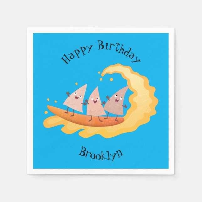 Niedliche nachos-Maischips beim Surfen Serviette (Vorderseite)