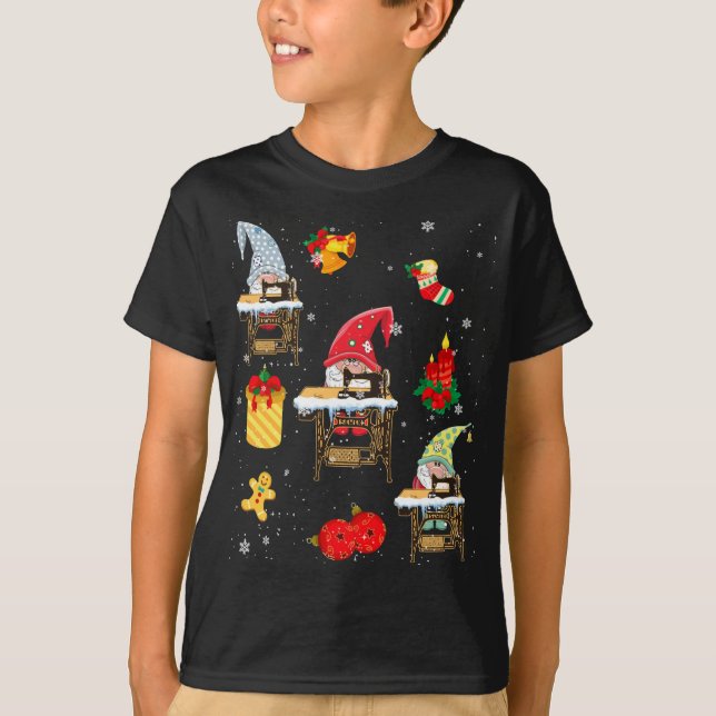 Niedliche Nähgnomes Funny Christmas Gnomes Nähen Q T-Shirt (Vorderseite)