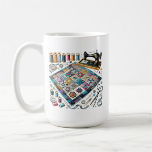 Niedliche Nähliebhaber fügen Monogramm hinzu Kaffeetasse