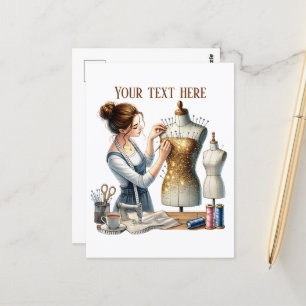 Niedliche Nähliebhaber fügen Text hinzu Postkarte