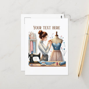 Niedliche Nähliebhaber fügen Text hinzu Postkarte