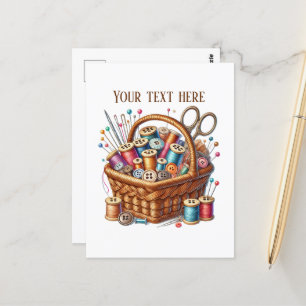 Niedliche Nähliebhaber fügen Text hinzu Postkarte