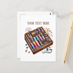 Niedliche Nähliebhaber fügen Text hinzu Postkarte